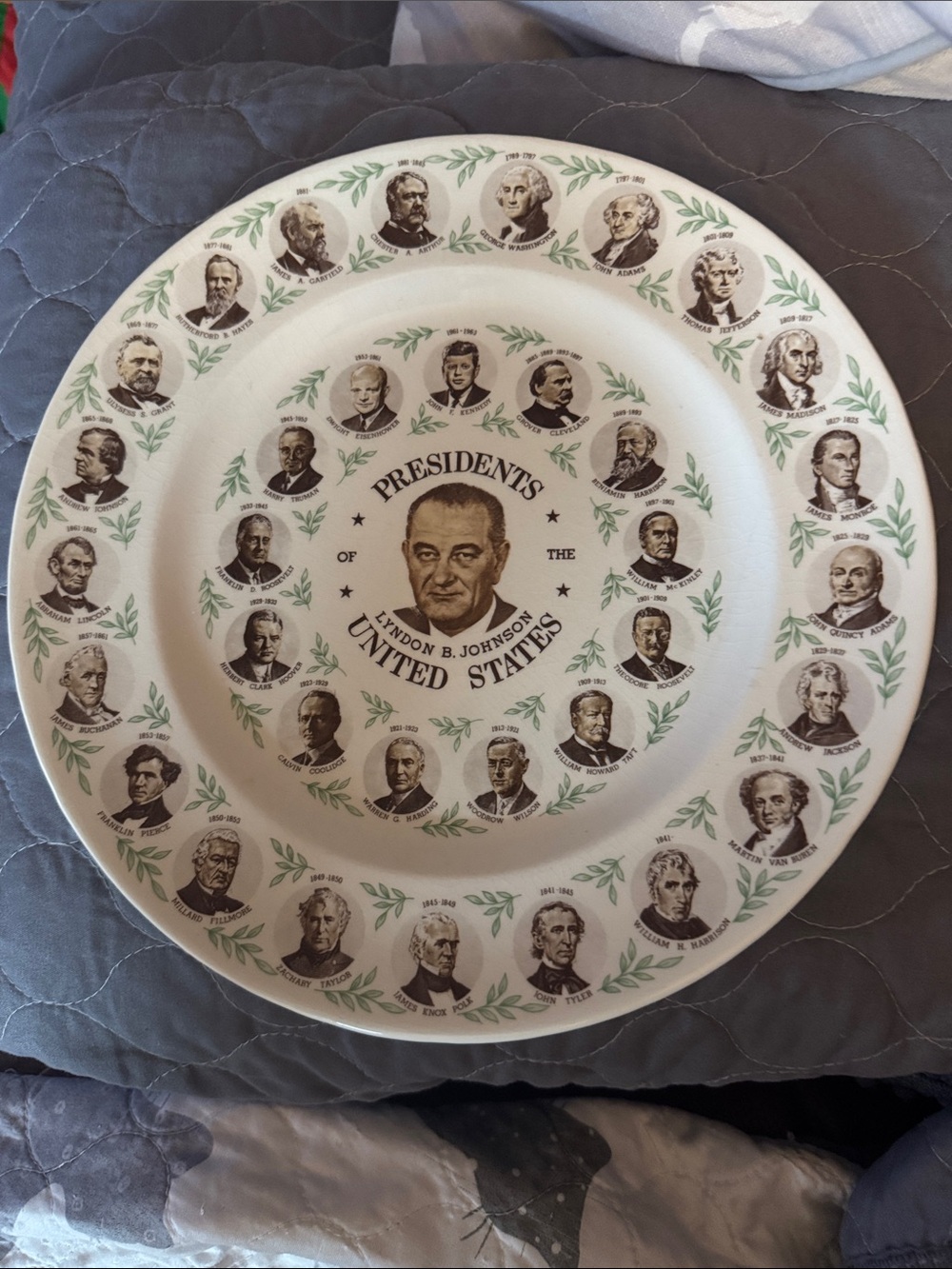 Plate President Plate Lyndon B Johnson Presidents of US Collector Plate